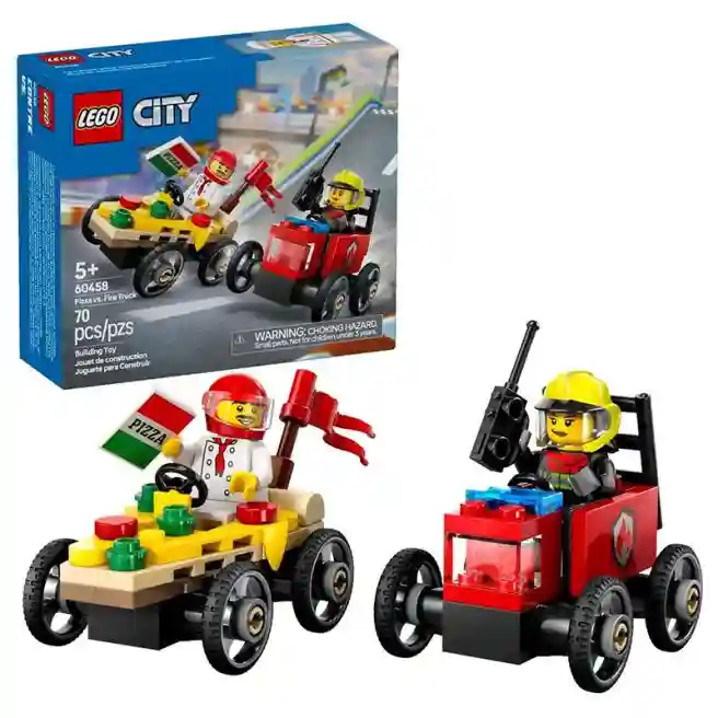 Конструктор LEGO City Гоночный автомобиль Пицца против пожарной машины, арт. 60458