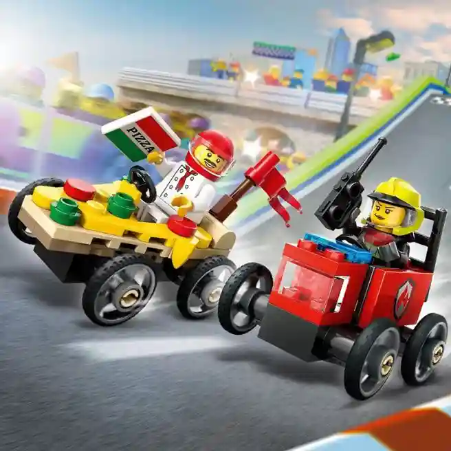 Конструктор LEGO City Гоночный автомобиль Пицца против пожарной машины, арт. 60458