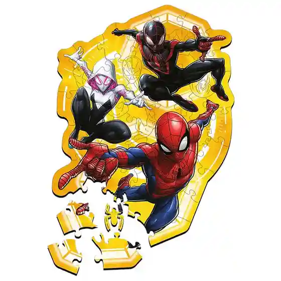 TF Puzzle "50 Wooden Contour Puzzle" - Spider-Man ready in action / Disney Marvel Spiderman, cod 61439