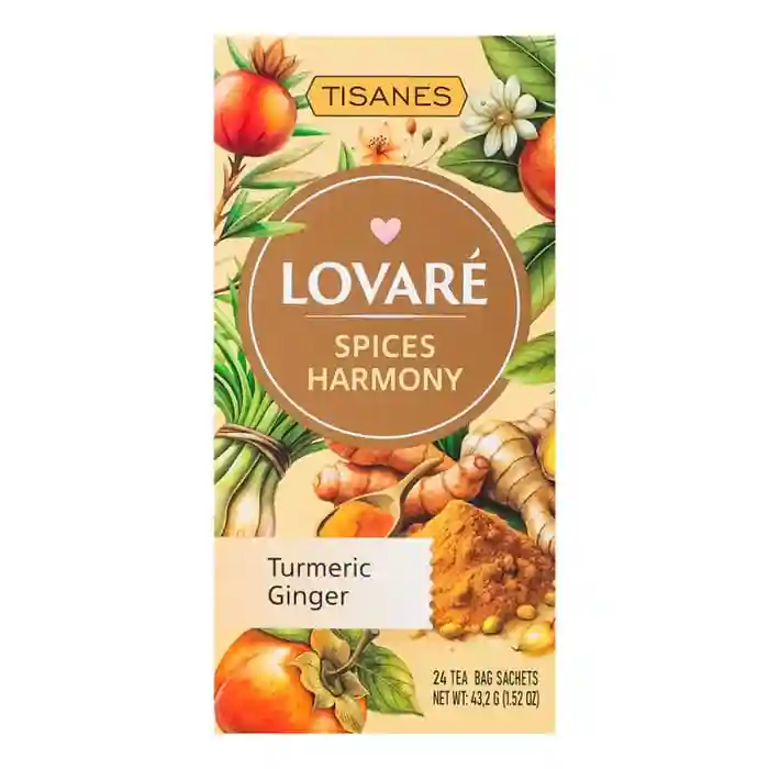 Ceai LOVARE TISANES Spices Harmony 24 plicuri cu ghimbir și curcuma