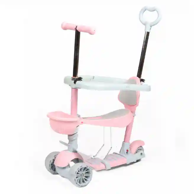 Trotinetă pentru copii 5 în1 (protecție,suport), roz, cod 147602