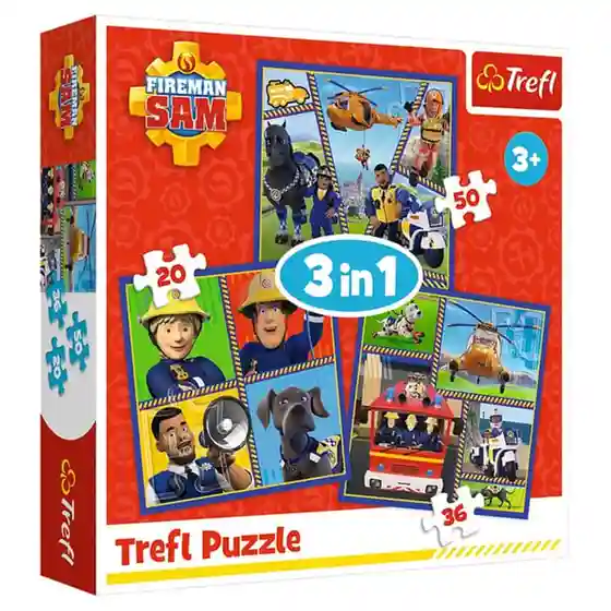 TF Puzzle "3in1" -Fireman Sam day, cod 61456