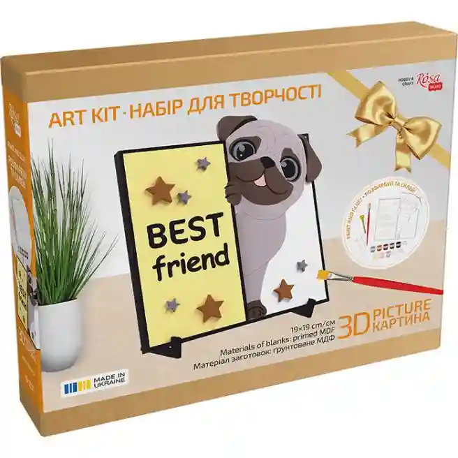 Set, pictură 3D, „Best Friend”, carton grunduit, 19x19 cm, ROSA TALENT