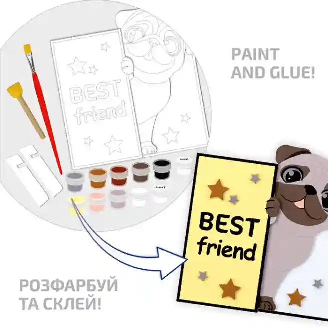 Set, pictură 3D, „Best Friend”, carton grunduit, 19x19 cm, ROSA TALENT