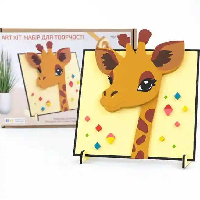 Set, pictură 3D, „Girafă”, carton grunduit, 18x20 cm, ROSA TALENT