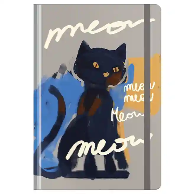 Agendă nedatată A5, 128 foi BG "Meow-meow", soft-touch, cu elastic