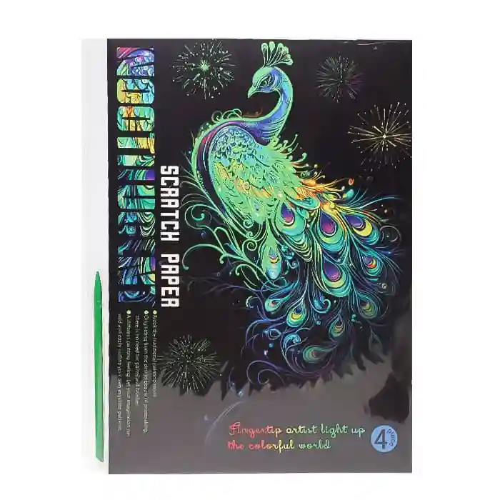 Set pentru scratch art "Păun luminos", mix 4 modele, cod 892205