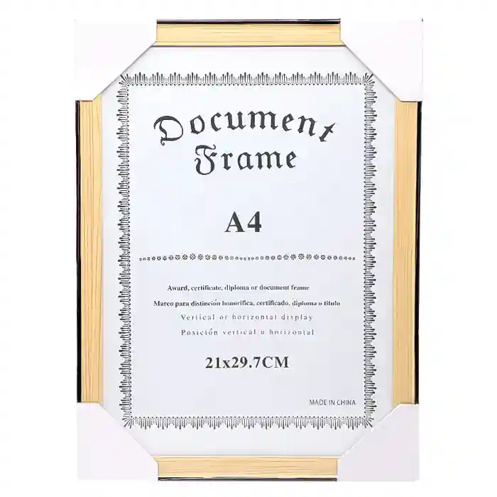 Rama foto A4, din plastic, crem cu margina neagra, 103