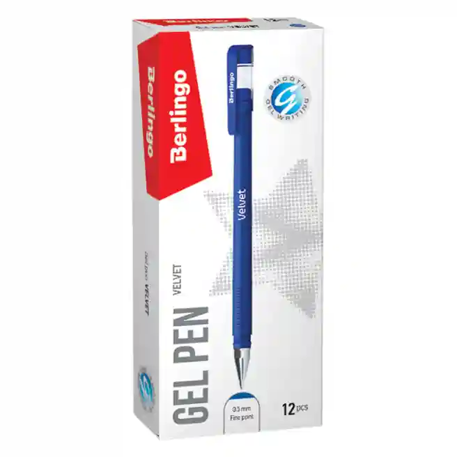 Pix cu gel Berlingo "Velvet" albastru, 0,5mm, tub cauciucat