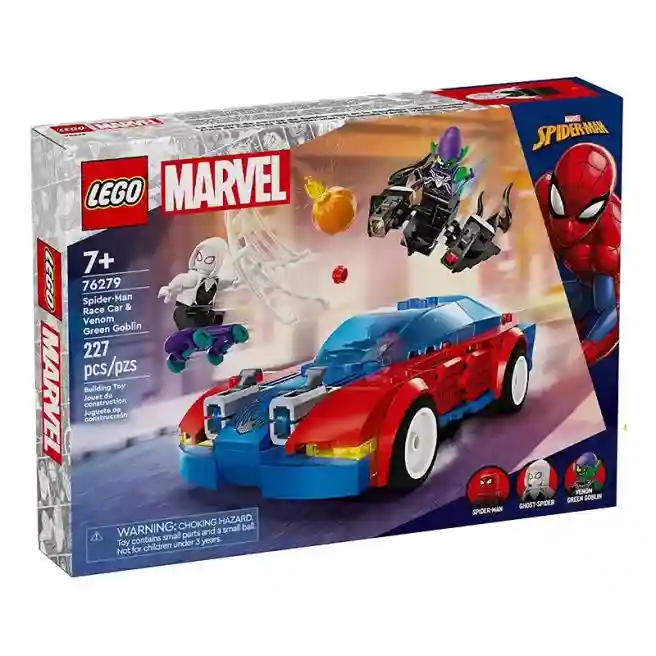 Constructor LEGO Marvel Mașina de curse Spider-Man și Spiridușul verde al lui Venom, art. 76279
