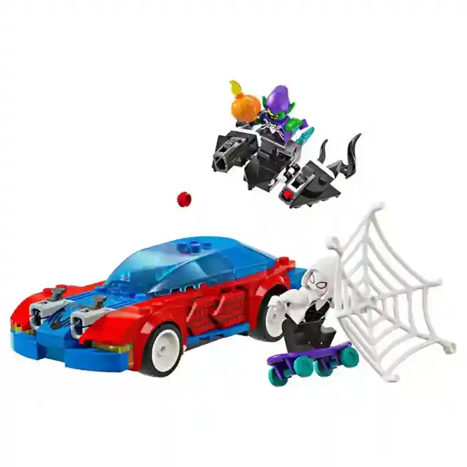 Constructor LEGO Marvel Mașina de curse Spider-Man și Spiridușul verde al lui Venom, art. 76279