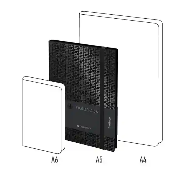 Carnet notițe A5 80 foi Berlingo PU "DoubleBlack", margine neagră