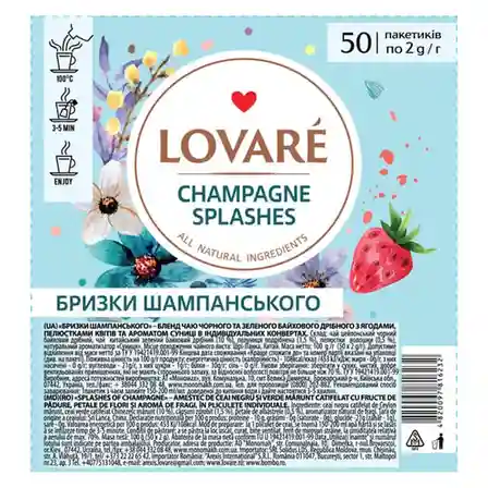 Ceai LOVARE Splashes of Champagne 50 plicuri, în ambalaj transparent, ceai verde și negru ceylon