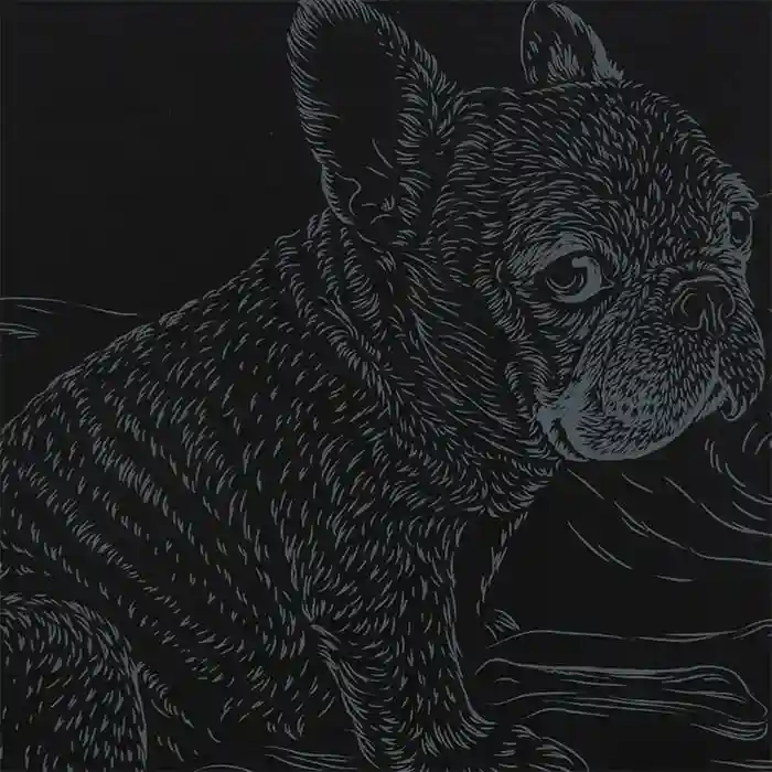 Gravură 18x24. Câini "Bulldog francez" (holografie)