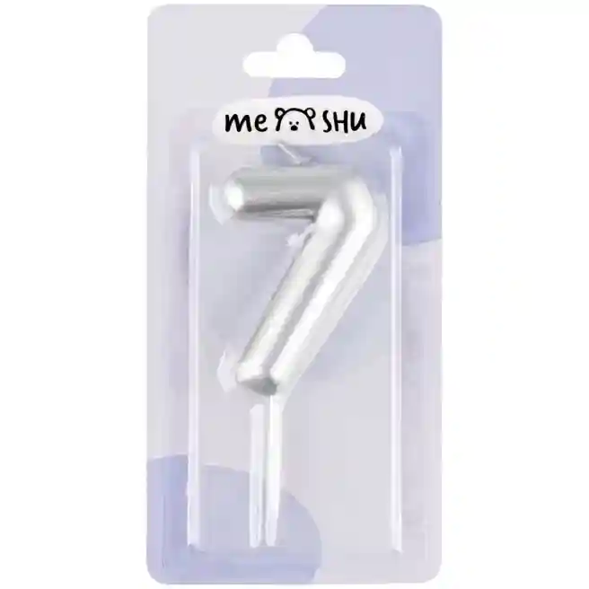 Lumânare pentru tort MESHU Cifra 7, 6 cm, argintie