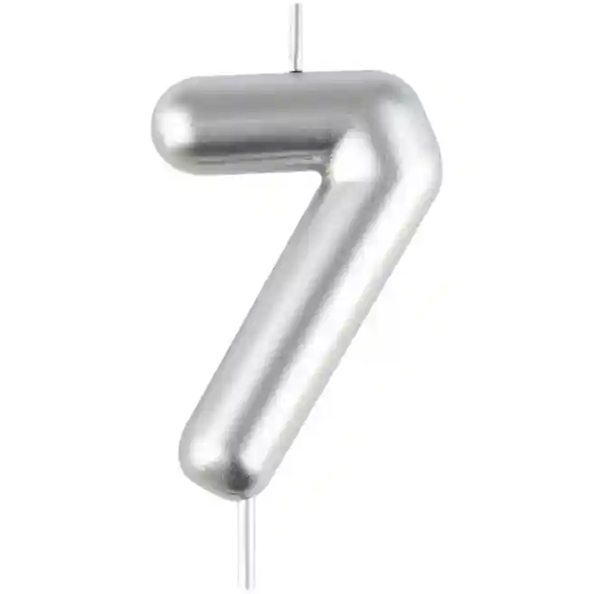 Lumânare pentru tort MESHU Cifra 7, 6 cm, argintie