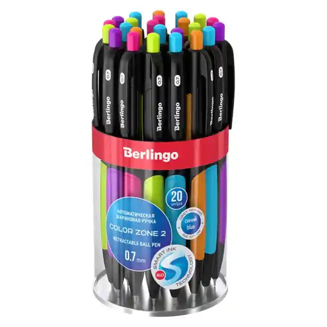 Pix cu bilă cu buton Berlingo Color Zone 2, 0,7mm, albastru