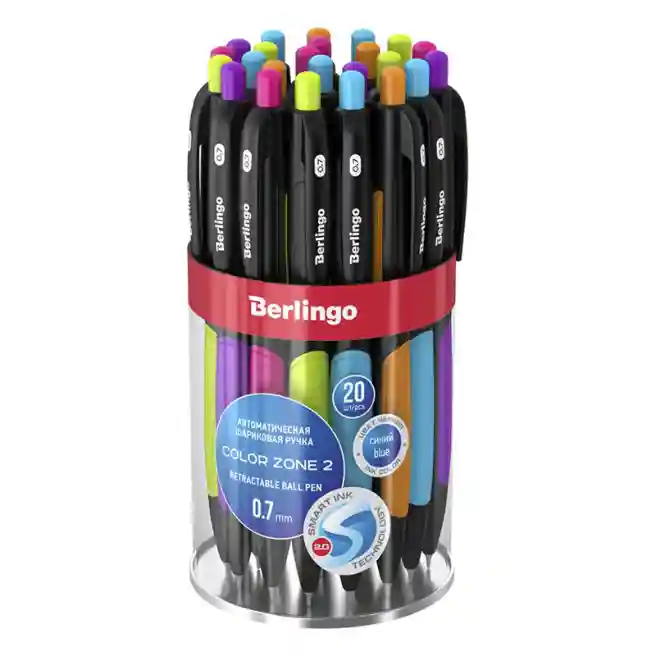 Pix cu bilă cu buton Berlingo Color Zone 2, 0,7mm, albastru