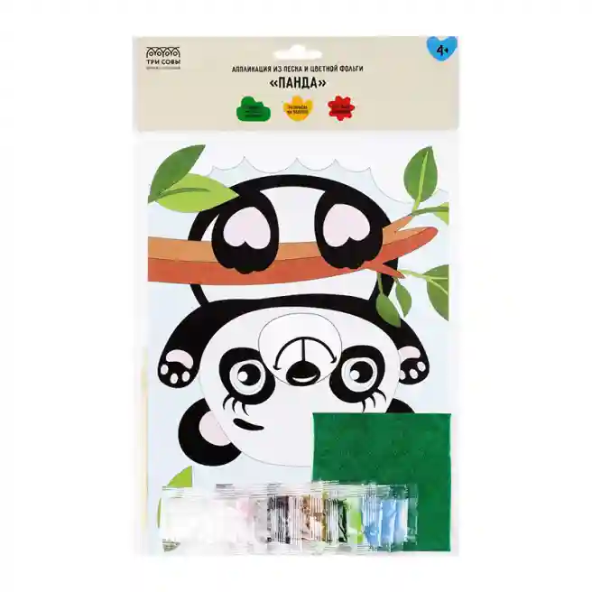 Aplicație cu nisip și folie colorată Trei Bufnițe "Panda"