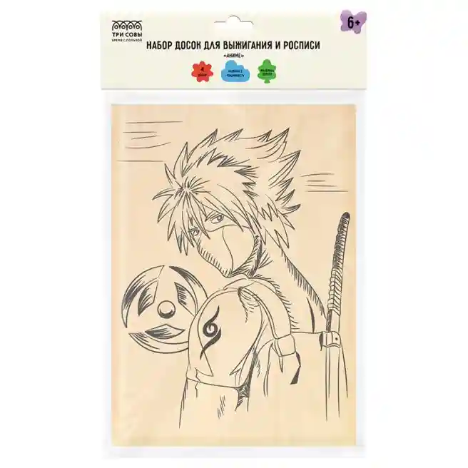 Set de plăci pentru pirogravură și pictură Trei Bufnițe "Anime", 4 buc., 15х21 cm
