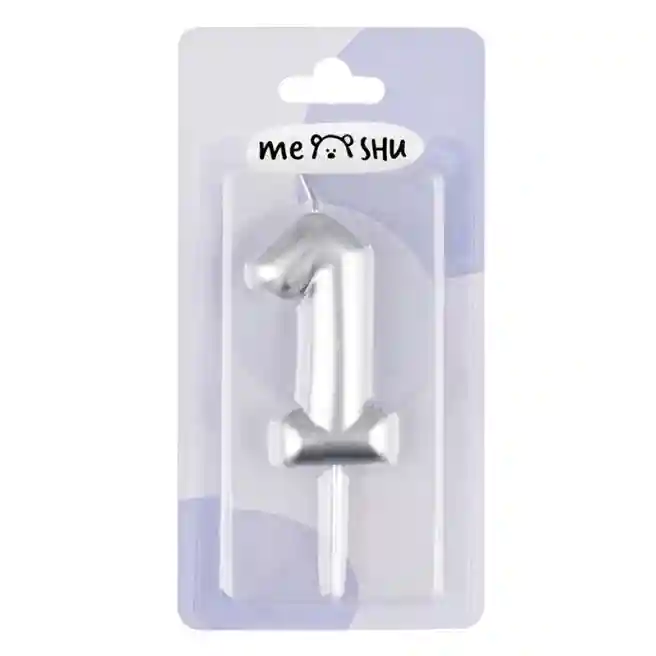 Lumânare pentru tort MESHU Cifra 1,6 cm, argintie
