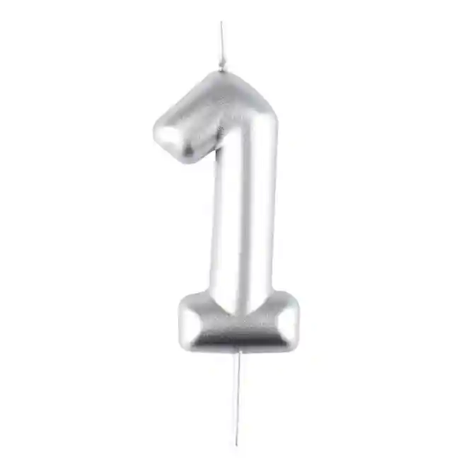 Lumânare pentru tort MESHU Cifra 1,6 cm, argintie