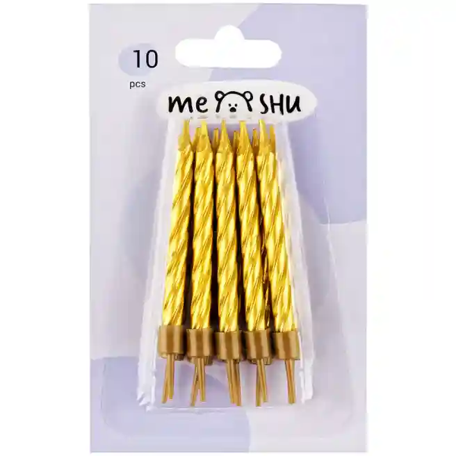 Lumânare pentru tort MESHU Mini, aurii, 5,8 cm, 10 bucăți