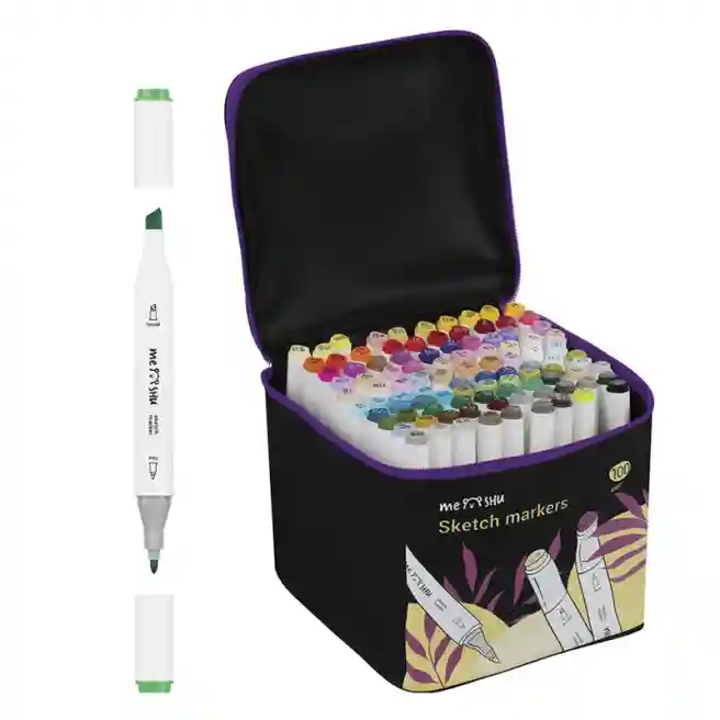 Set de carioci cu două fețe MESHU, 100  bucăți pentru sketching