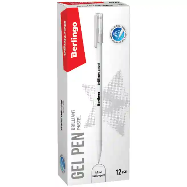 Pix gel 0,8mm, pastel alb, "Brilliant Pastel" Berlingo