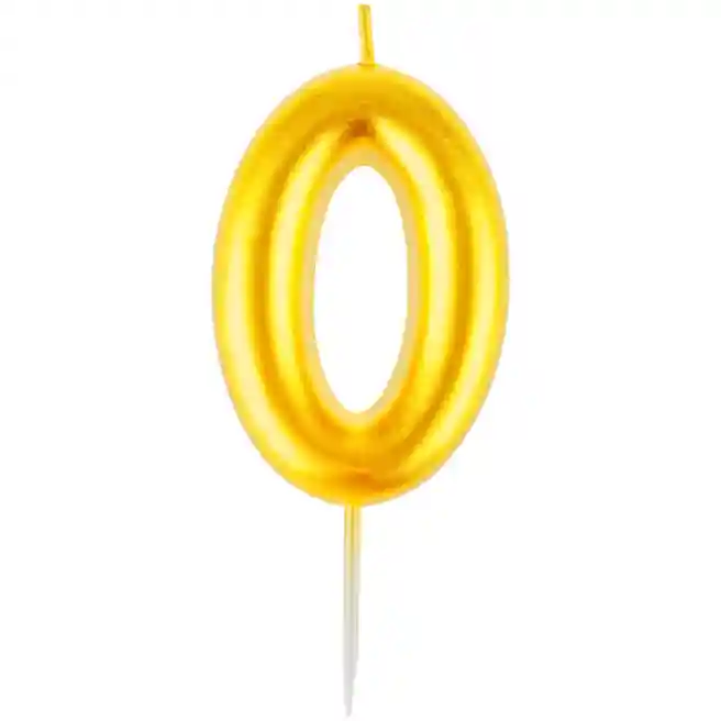 Lumânare pentru tort MESHU Cifra 0, 6 cm, aurie