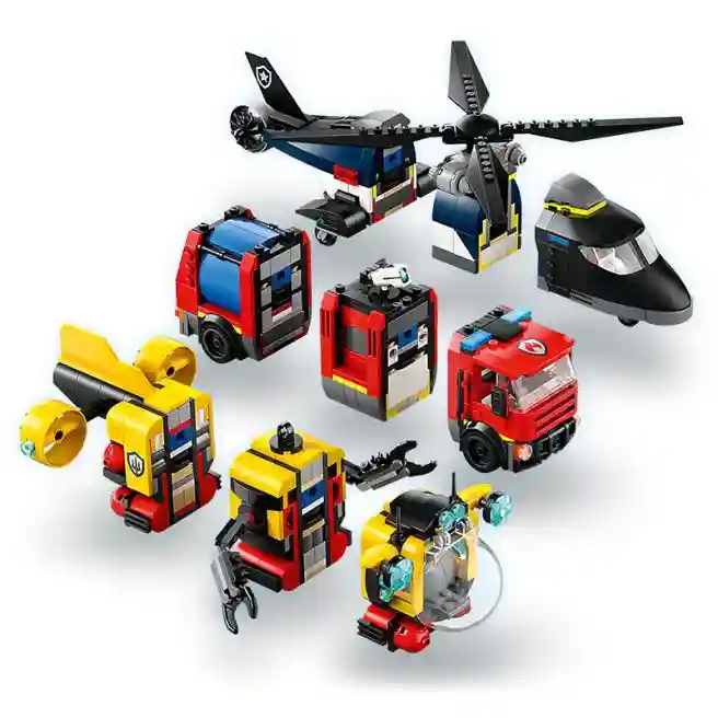 Constructor LEGO City Remix de elicopter, camion de pompieri și submarin, art. 60462