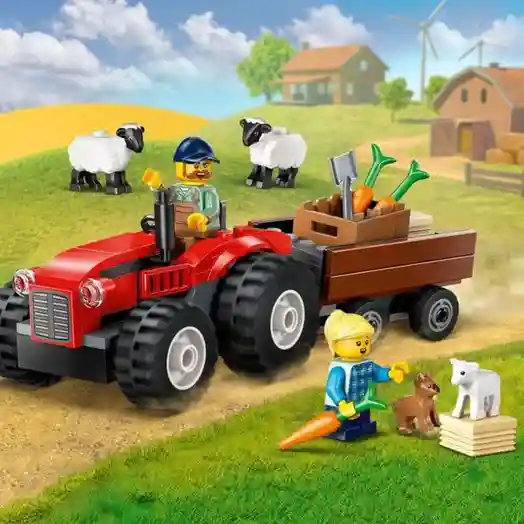 Конструктор LEGO City Красный фермерский трактор с прицепом и овцами, арт. 60461