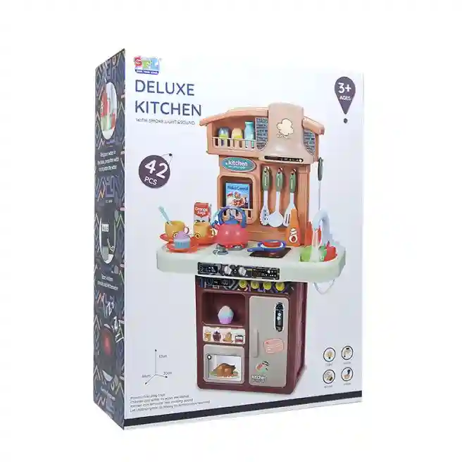Set de joaca "Bucatarie" cu aragaz si chiuveta, cu lumina si sunet, culoare bordo, cod 612021