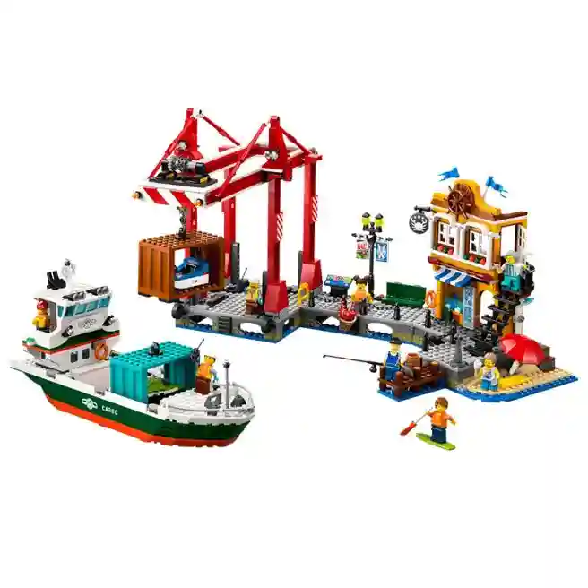 Constructor LEGO City Portul de la malul mării cu navă de marfă, art. 60422