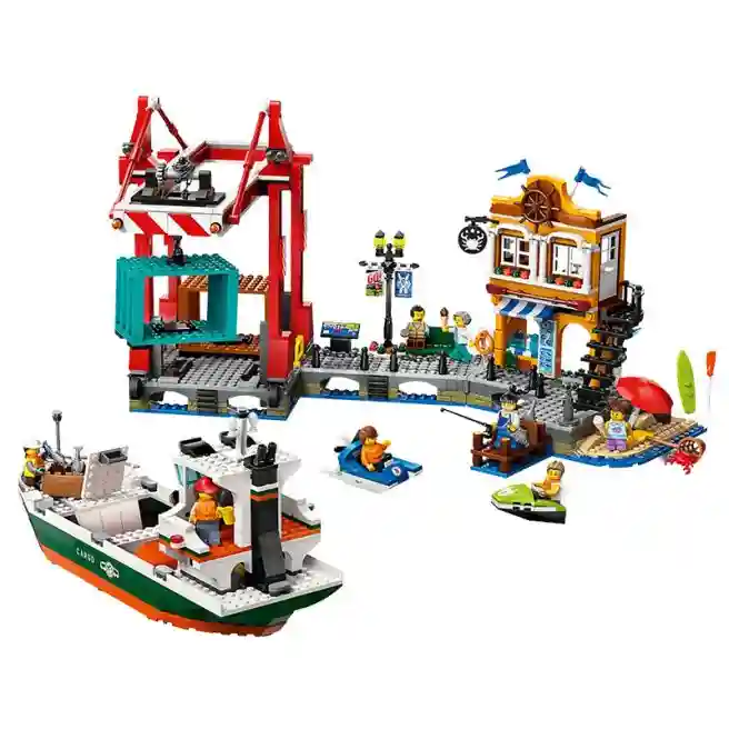 Constructor LEGO City Portul de la malul mării cu navă de marfă, art. 60422