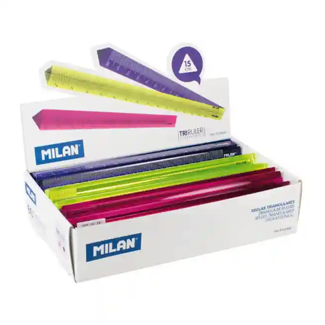 Rigla MILAN, plastic, 15cm, triunghilare, asorti