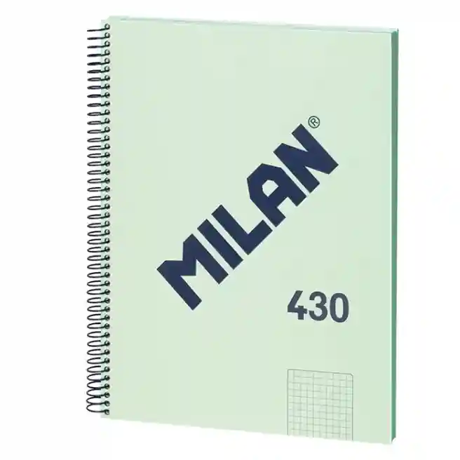 Caiet cu spiră A4 80 foi pătrățele MILAN copertă tare 430 Green