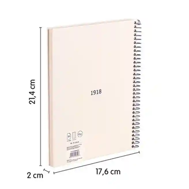Caiet cu spiră A5 80 foi pătrățele MILAN copertă tare 430 Beige