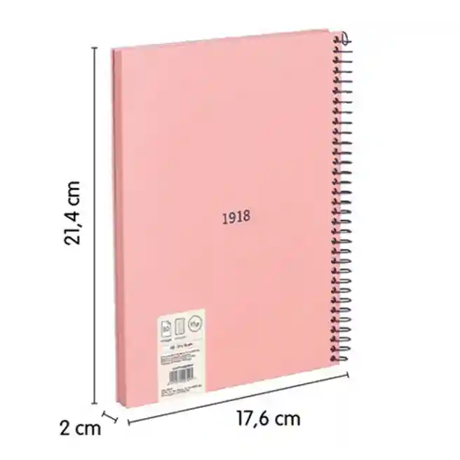 Caiet cu spiră A5 80 foi pătrățele MILAN copertă tare 430 Pink