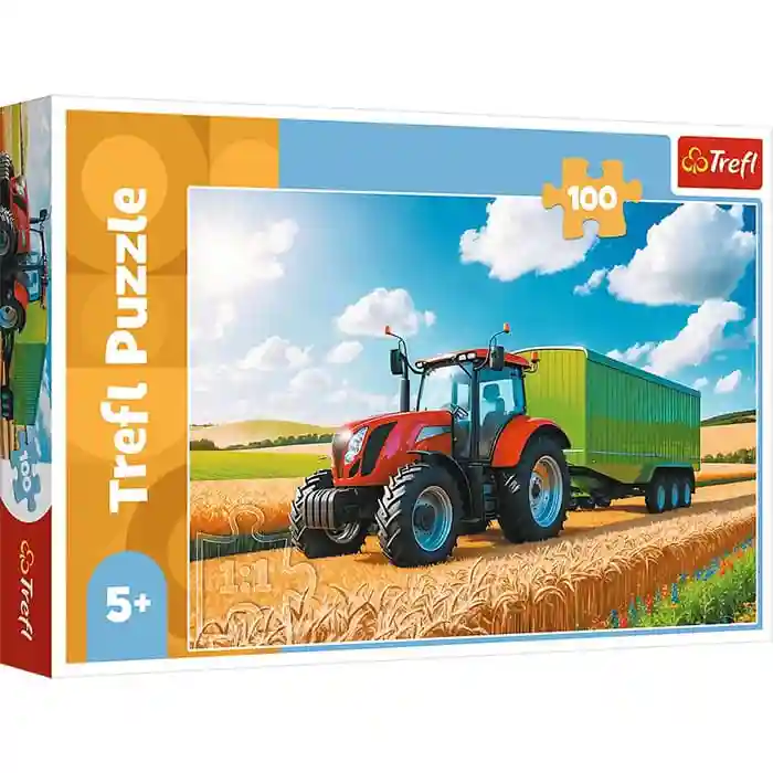 TF Puzzle "100” Mașini agricole - Tractor cu remorcă, cod 61811