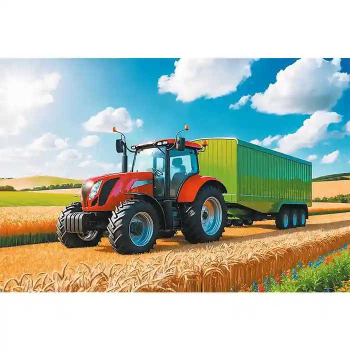 TF Puzzle "100” Mașini agricole - Tractor cu remorcă, cod 61811