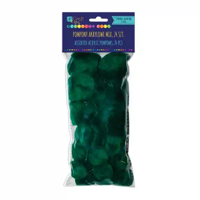 Pompoane acril,  mix verde inchis, 24buc.