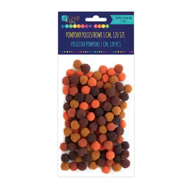 Pom Pom din poliester 1cm MIX maro 120 buc.
