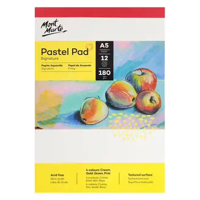 Блок для рисования A5, 180 gsm, 12 листов, для пастелей, мелкая зернистость, 4 цвета
