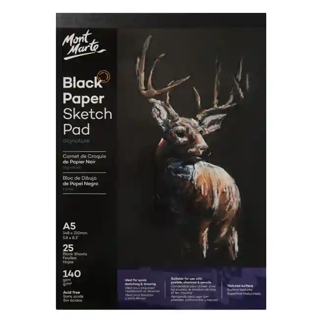 Bloc de desen A5, 140 gsm, 25 foi, hârtie neagră
