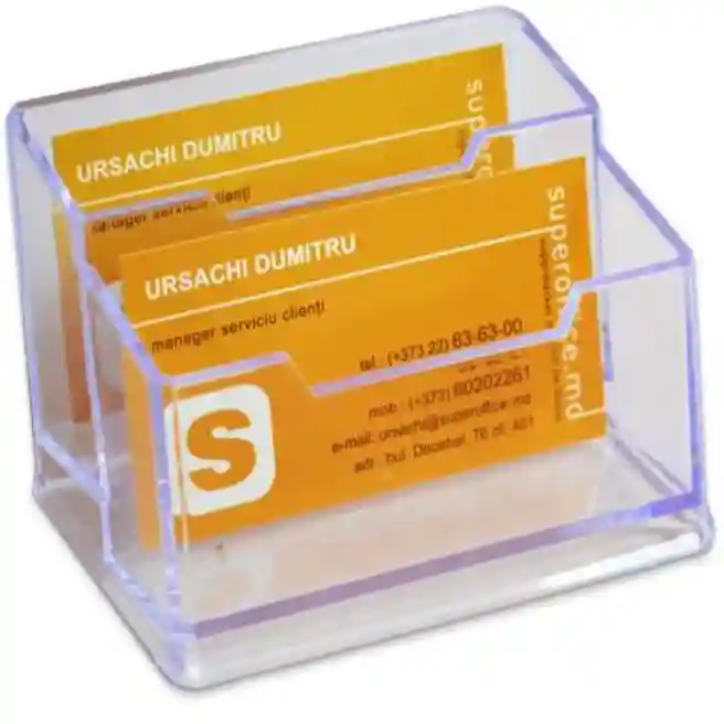 Suport pentru carti de vizita, din plastic, dubla