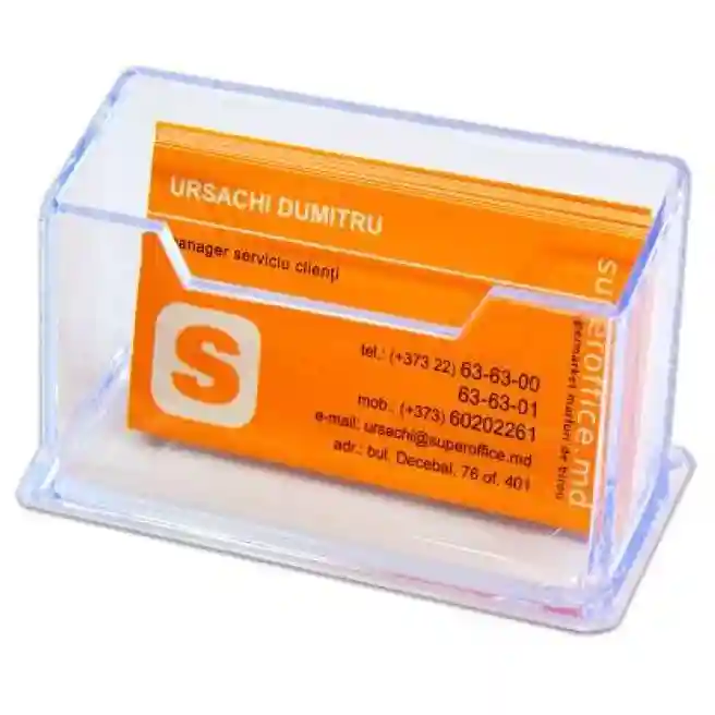 Suport pentru carti de vizita, din plastic, transparent, FQ020