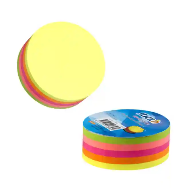 Hârtie pentru notițe STICKn, formă "cerc", 250 foi, 5 culori, 67x67