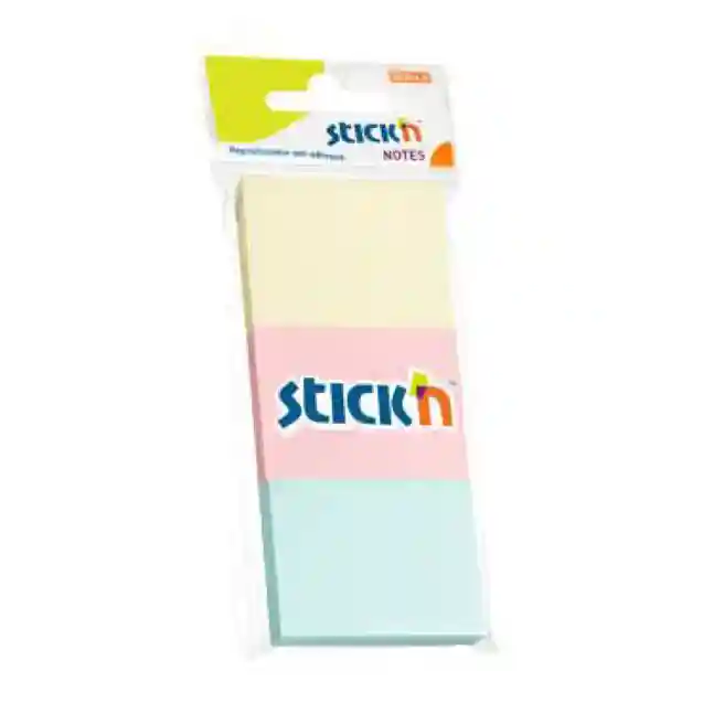 Bloc de hârtie pentru notițe STICKn, 38x51mm, 100 file, assorti - 3 culori