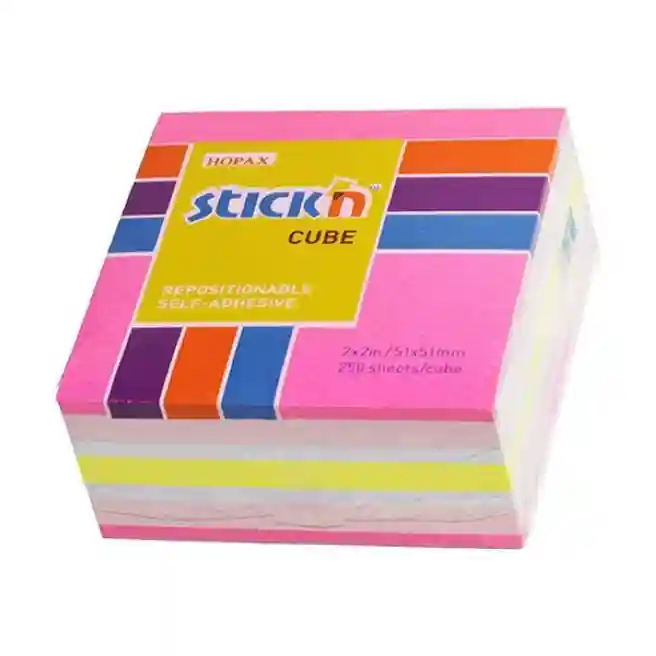 Hârtie pentru notițe 51x51mm, 250 foi STICKN pastel + neon asorti